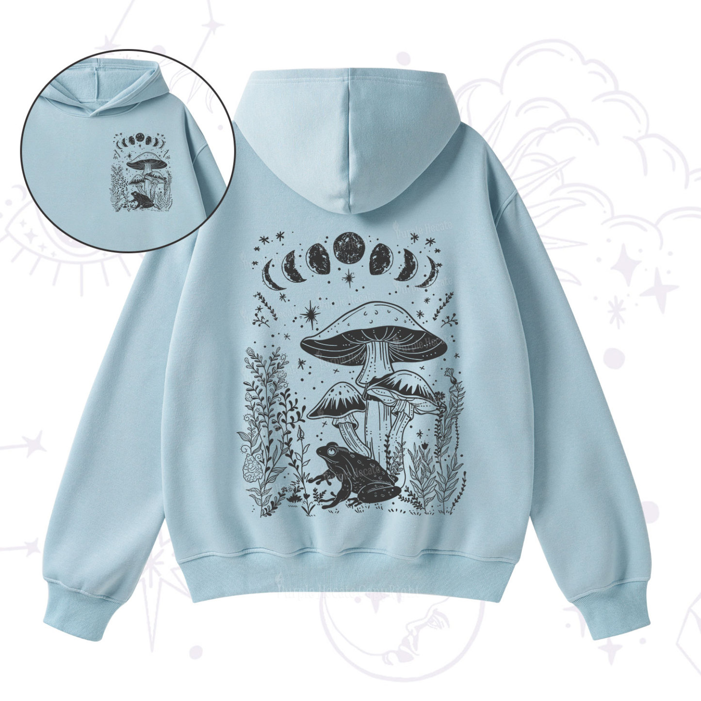 Purplehecate Celestial Frog Mushrooms Fleece Hoodie Suit