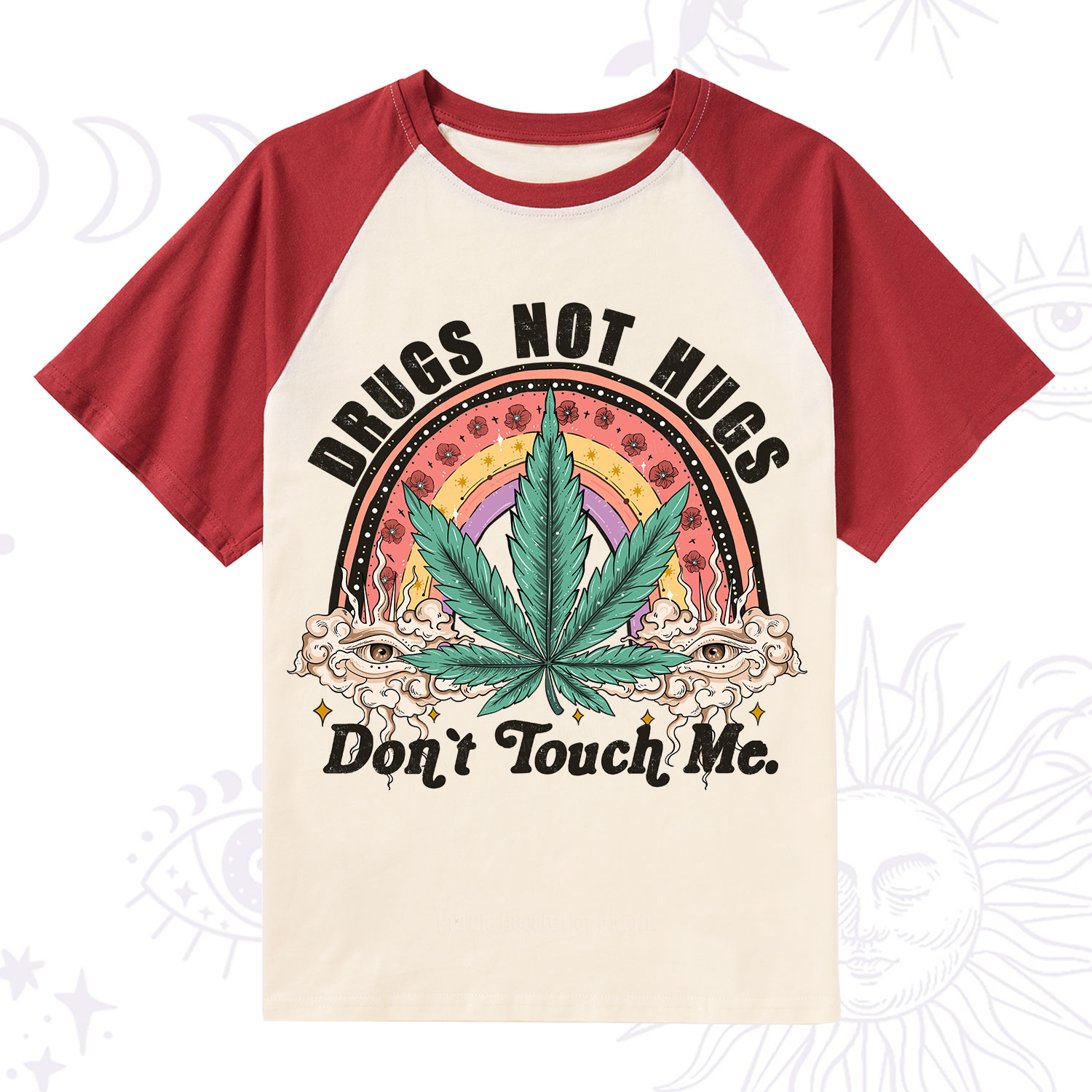 Purplehecate Drugs Not Hugs Raglan Short Sleeve T‑Shirt