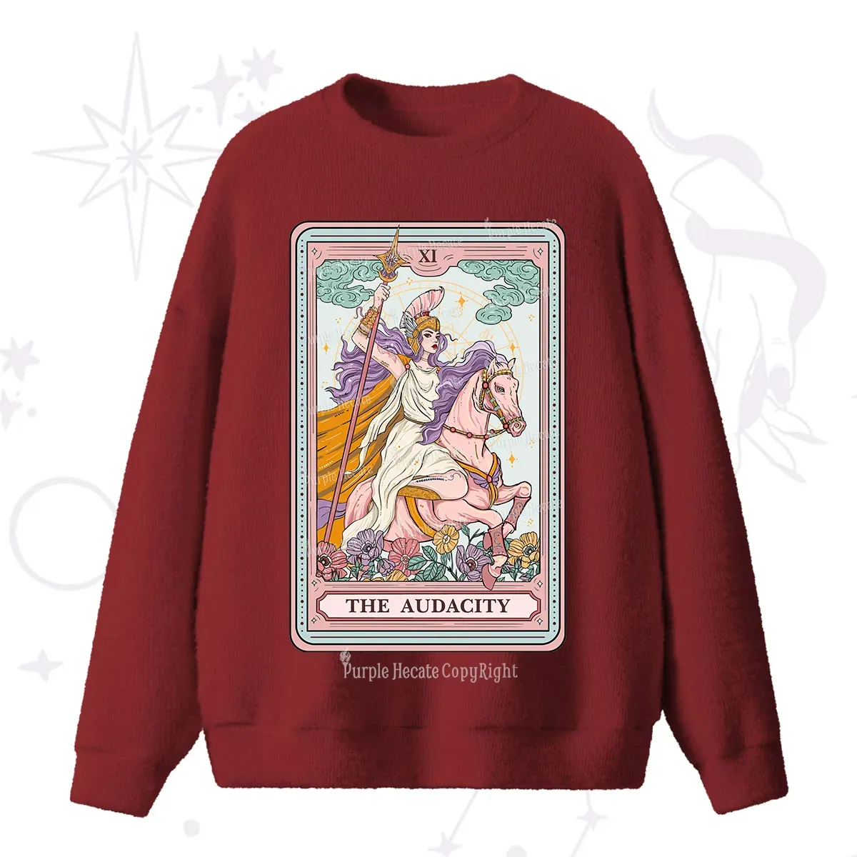 Purplehecate The Audacity Tarot Card Fuzzy Ugly Sweater