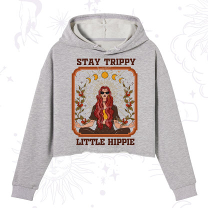 Purplehecate Stay Trippy Little Witchy Hippie Crop Hoodie