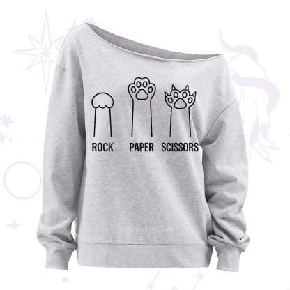 Purplehecate Rock Paper Scissors Cat Paw Edition Off The Shoulder Sweatshirt