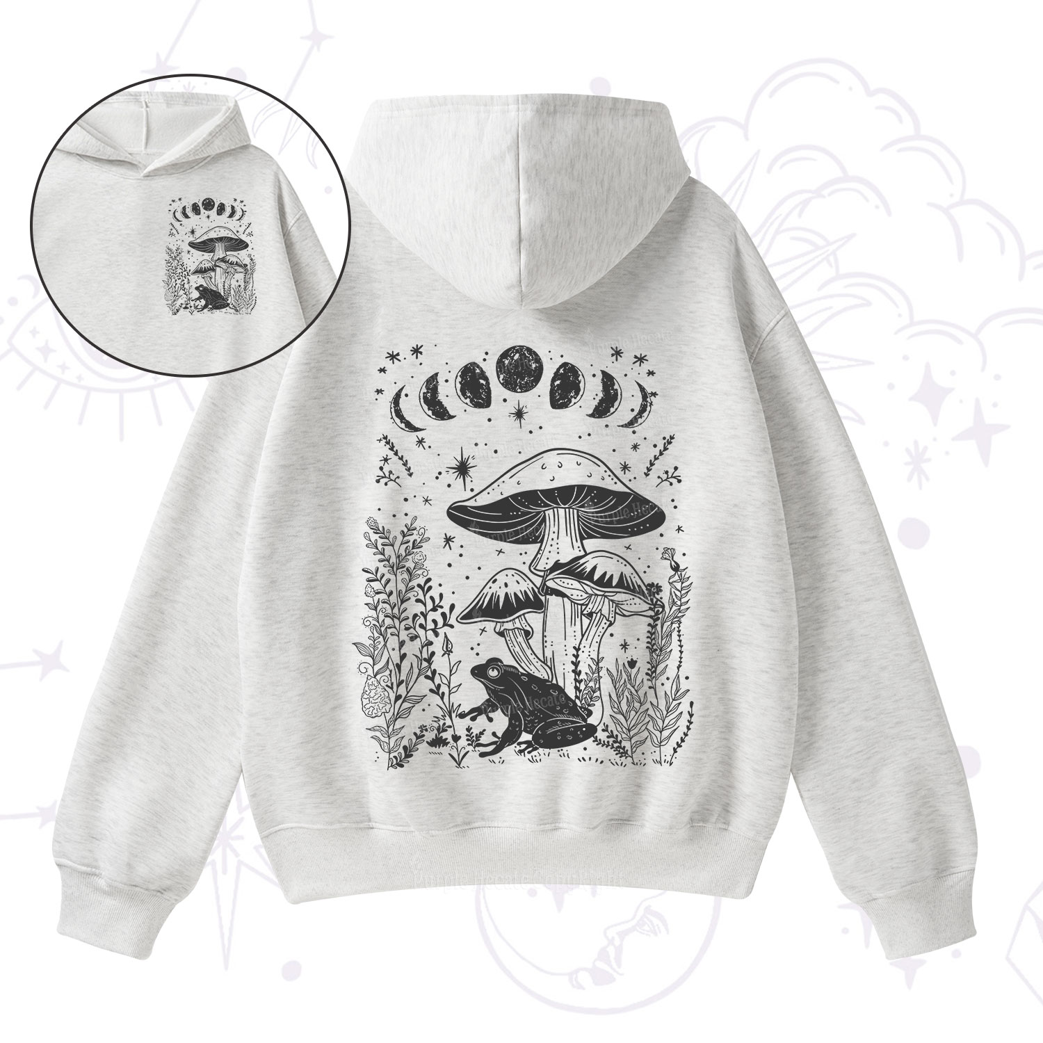 Purplehecate Celestial Frog Mushrooms Fleece Hoodie Suit