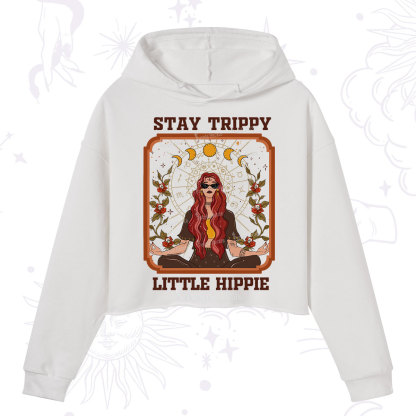 Purplehecate Stay Trippy Little Witchy Hippie Crop Hoodie