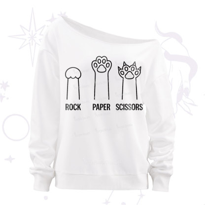Purplehecate Rock Paper Scissors Cat Paw Edition Off The Shoulder Sweatshirt