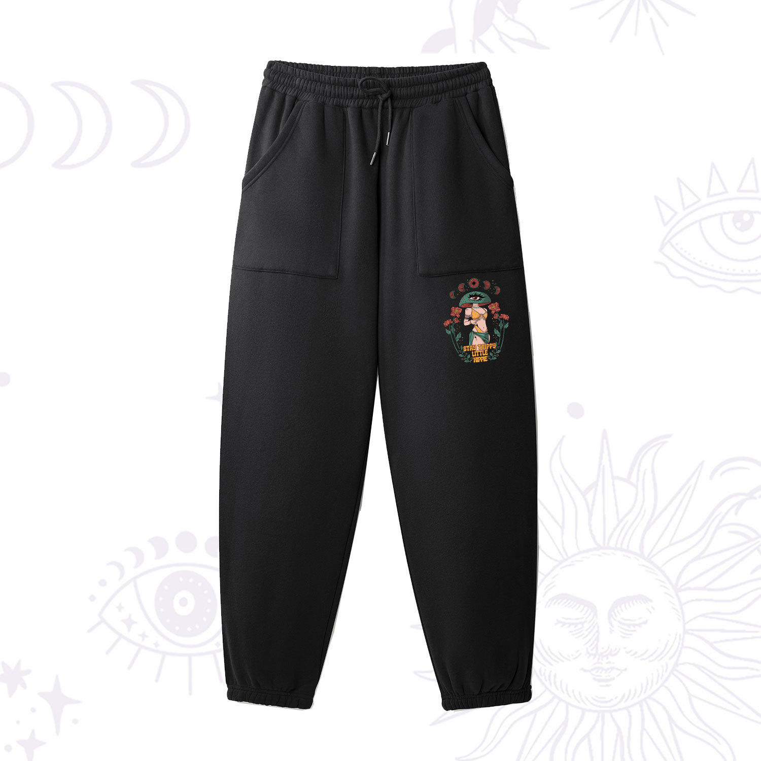 Purplehecate Stay Trippy Little Hippie Fleece Sweatpants