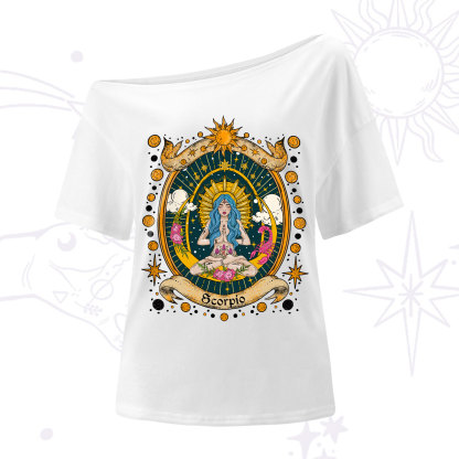 Purplehecate Scorpio Celestial Charm Zodiac One-Shoulder T-Shirt
