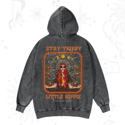 Purplehecate Stay Trippy Little Witchy Hippie Washed Hoodie