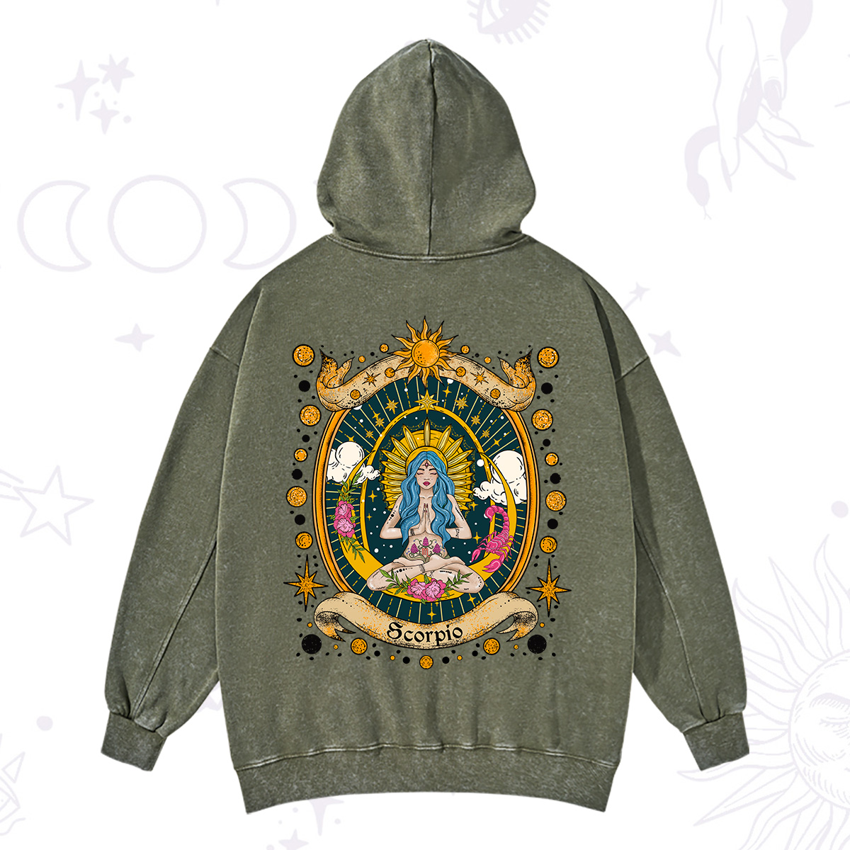 Purplehecate Scorpio Celestial Charm Zodiac Washed Hoodie