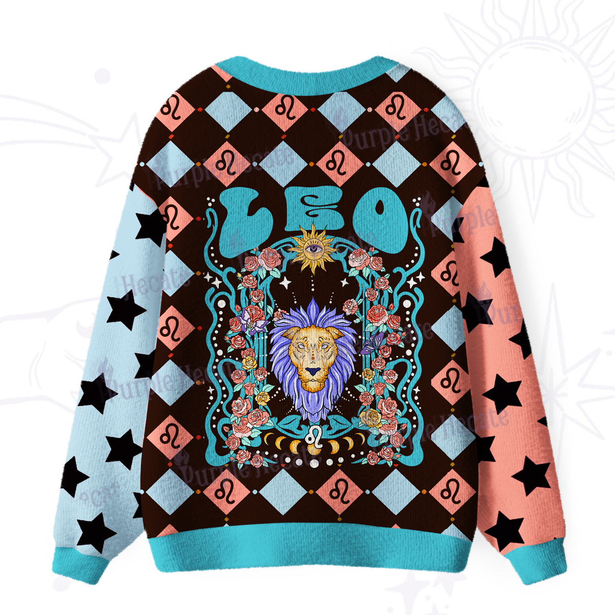 Purplehecate Leo Spirit Zodiac Ugly Cardigan Sweaters