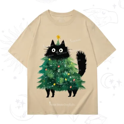 Purplehecate Black Cats Christmas Tree Christmas T-Shirt