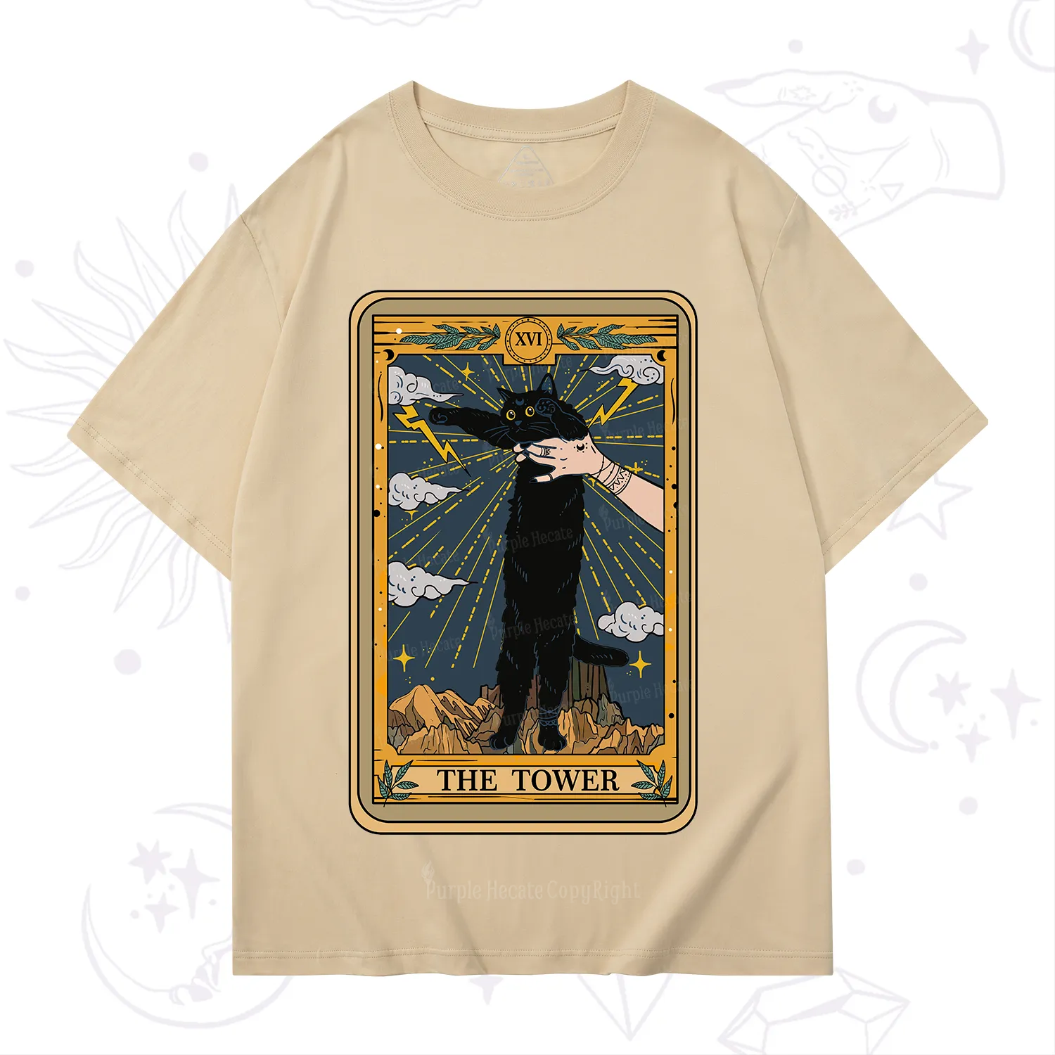 Purplehecate The Tower Cats Tarot T-Shirt