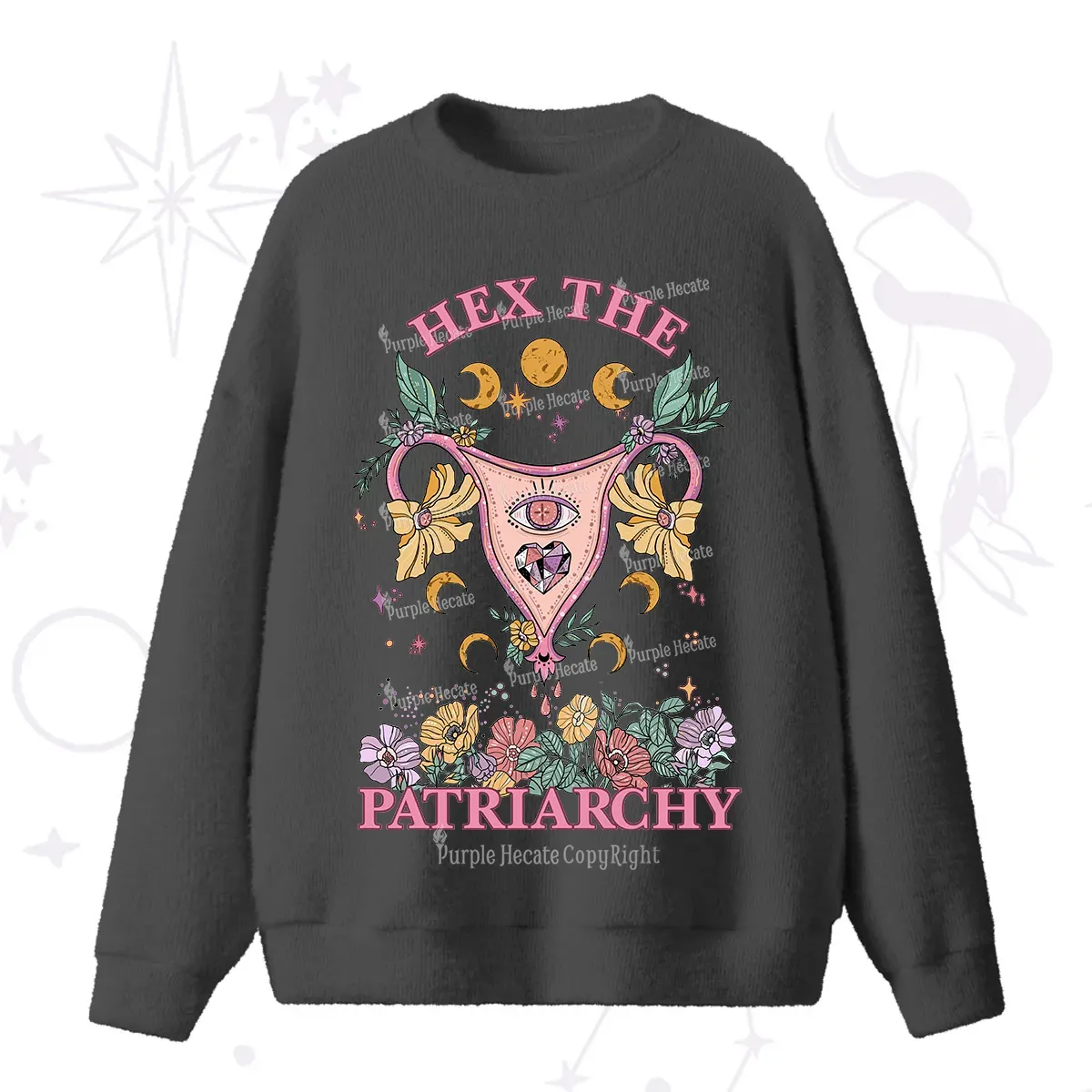 Purplehecate Hex the Patriarchy Feminist Fuzzy Ugly Sweater
