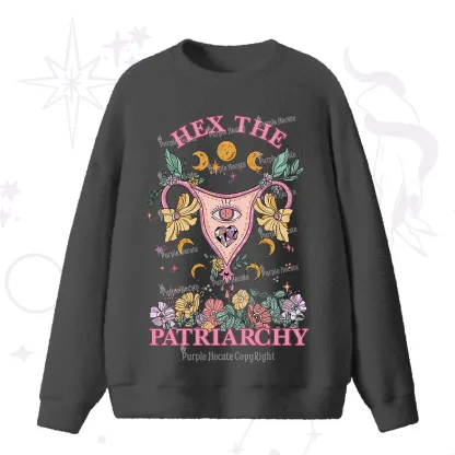 Purplehecate Hex the Patriarchy Feminist Fuzzy Ugly Sweater