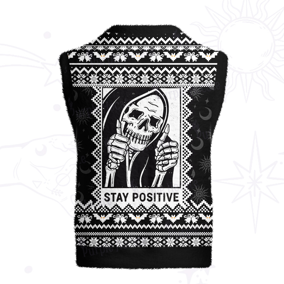 Purplehecate Stay Positive Ugly Sweater Vest