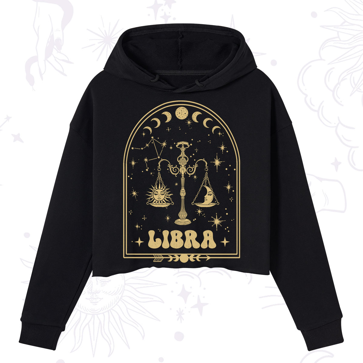 Purplehecate Zodiac Libra Under the Stars Crop Hoodie