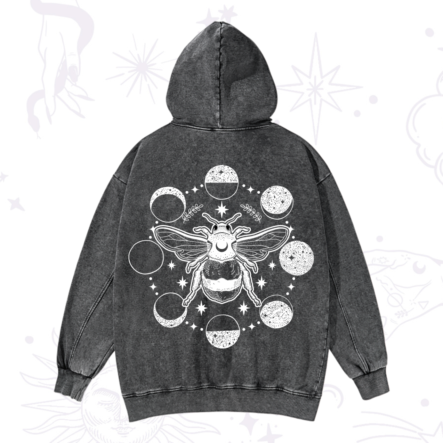 Magic Purplehecate Moon Bee Washed Hoodie