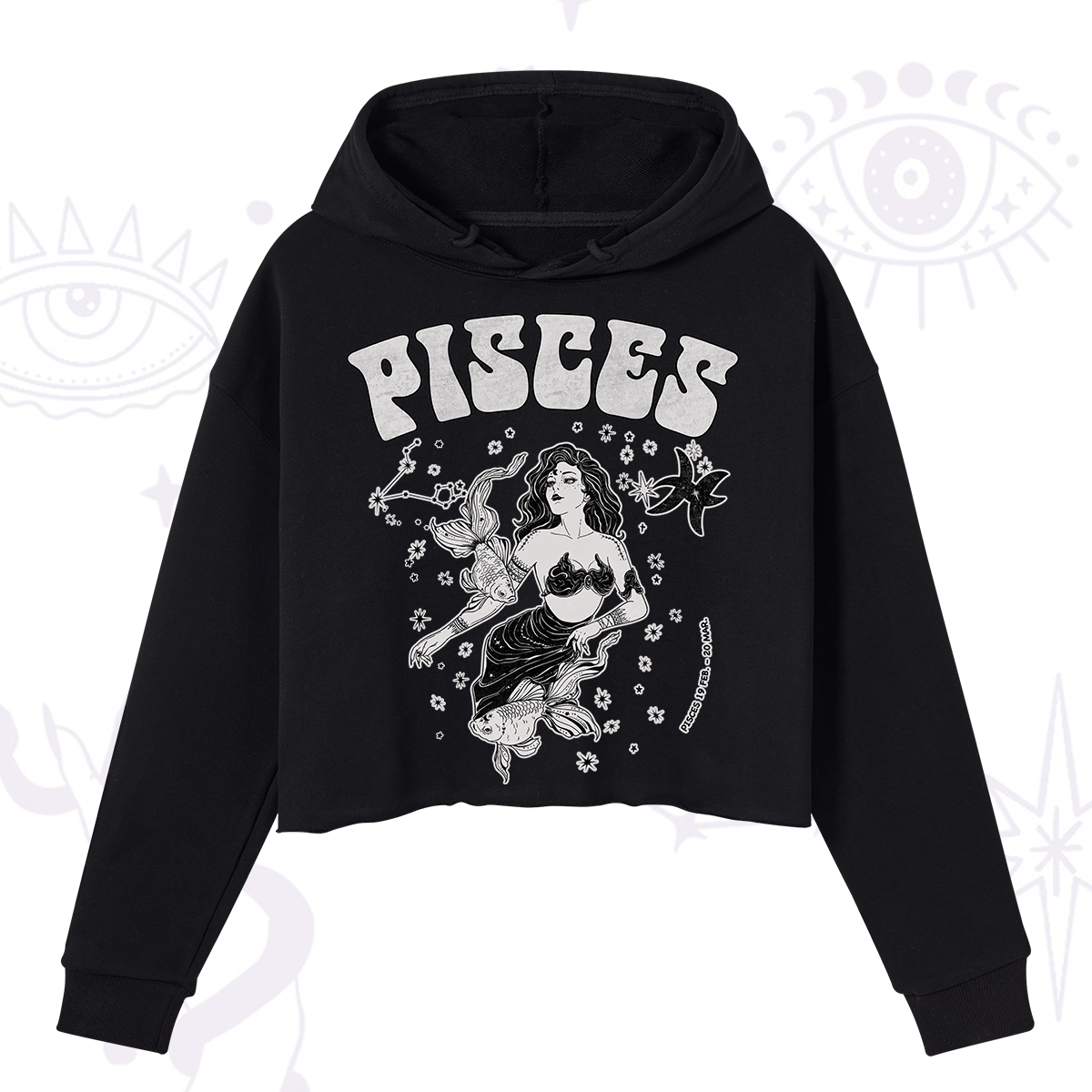 Purplehecate Pisces Zodiac Glyphs Crop Hoodie