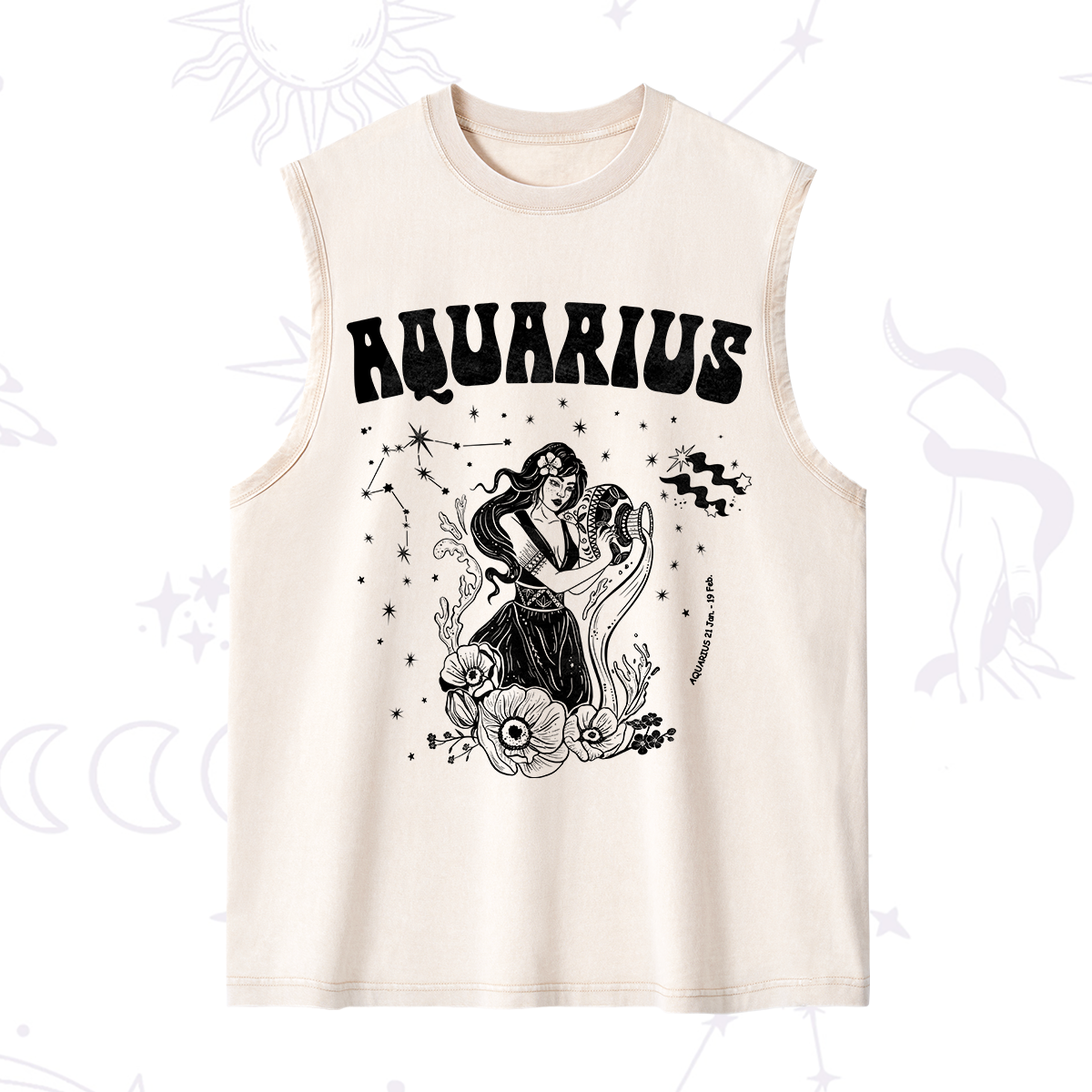 Purplehecate Aquarius Zodiac Glyphs Washed Tank