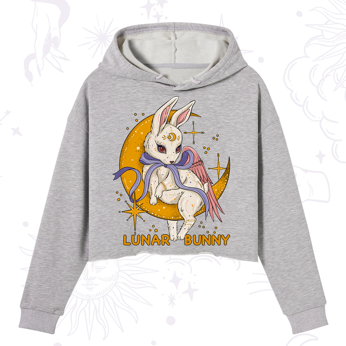 Purplehecate Lunar Bunny Easter Crop Hoodie