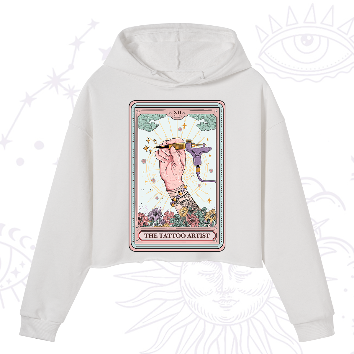 Purplehecate The Tattoo Artist Tarot Card Crop Hoodie