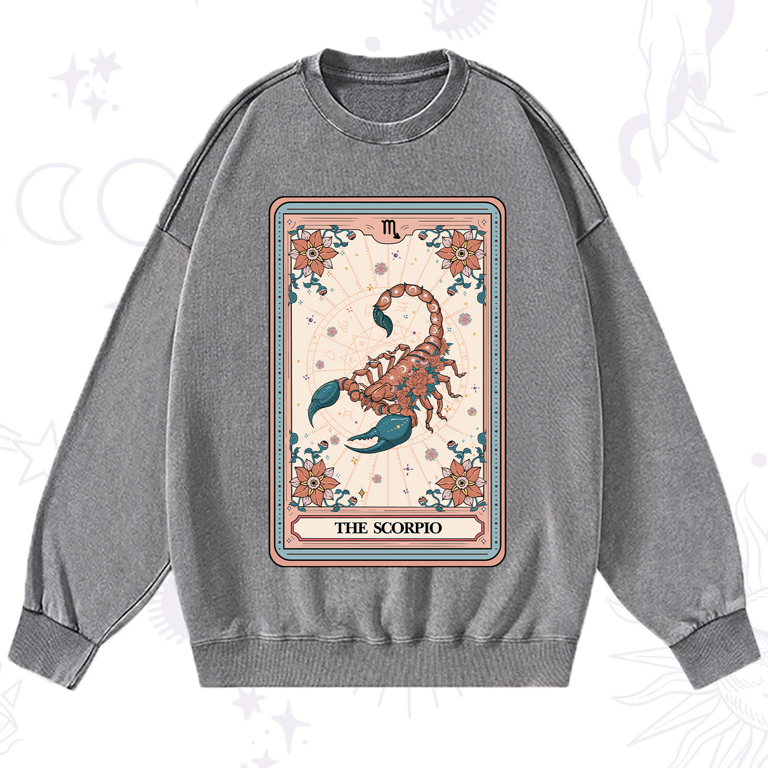 Purplehecate The Scorpio Tarot Card Washed Sweatshirt