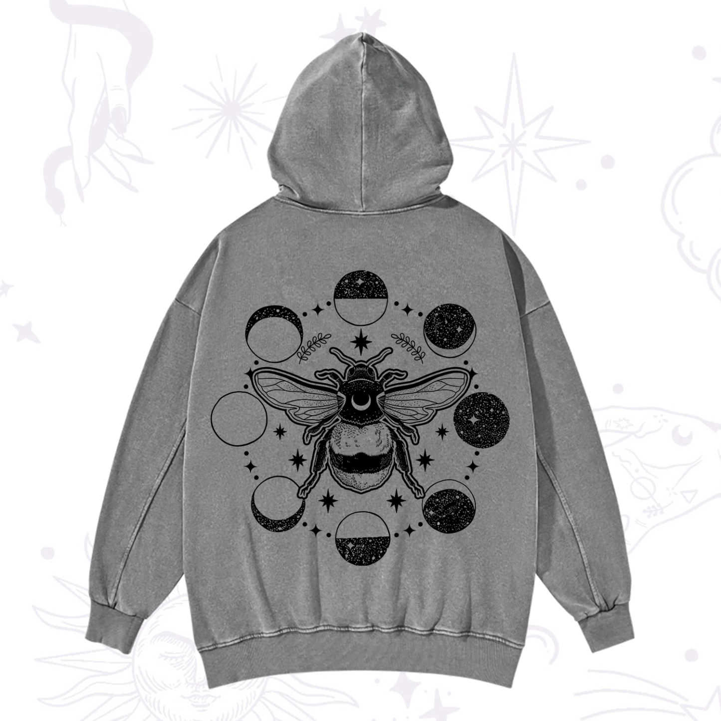 Purplehecate Moon Bee Washed Hoodie