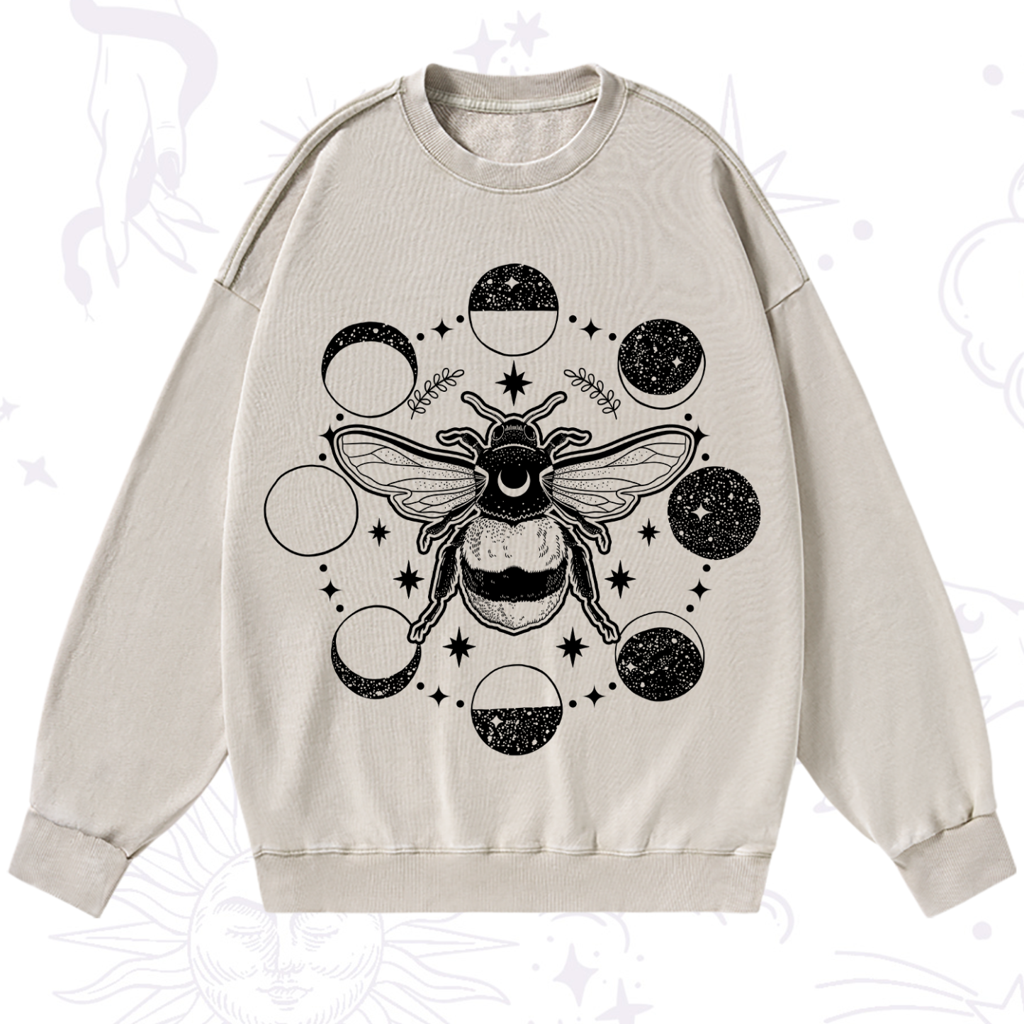 Purplehecate Moon Bee Washed Sweatshirt