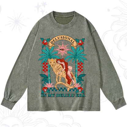 Purplehecate In My Delulu Era Washed Long Sleeve Shirt