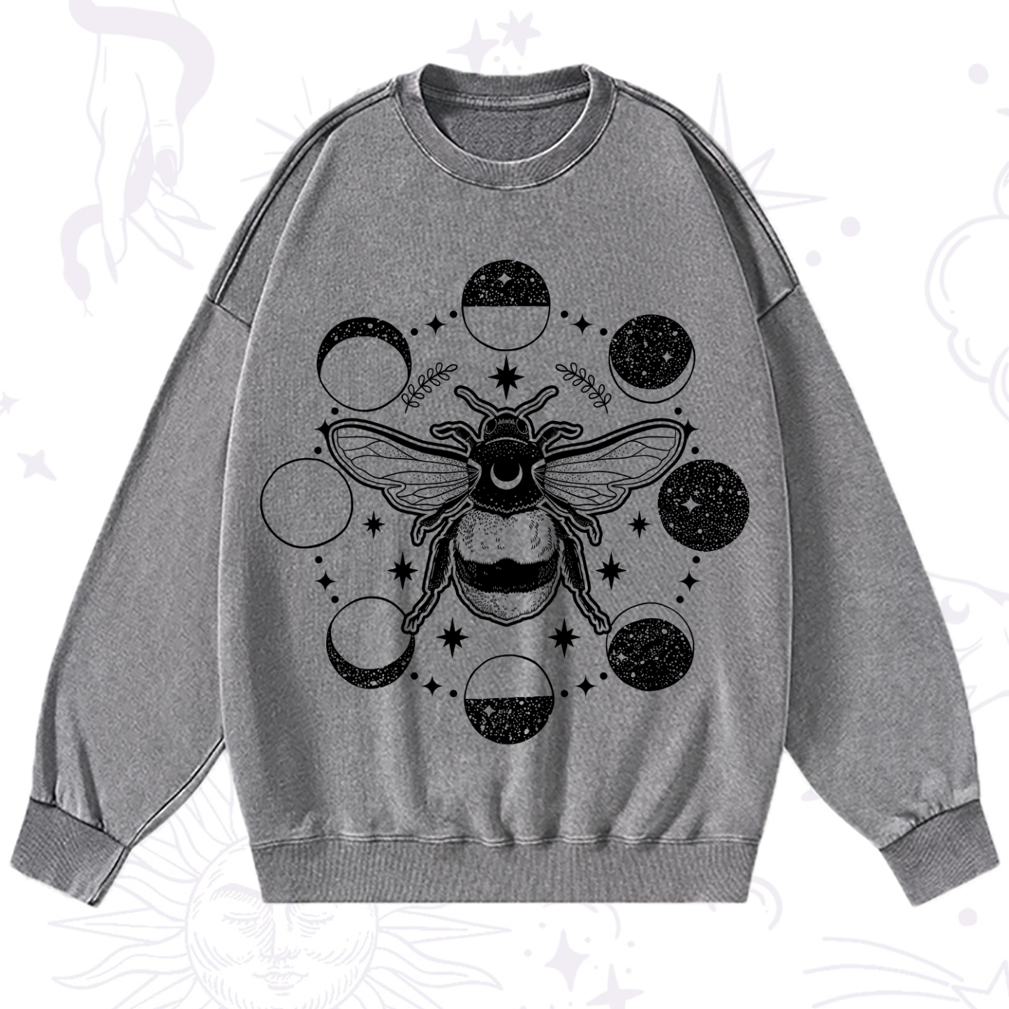 Purplehecate Moon Bee Washed Sweatshirt