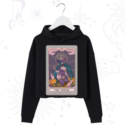 Purplehecate The Witch Tarot Halloween Crop Hoodie
