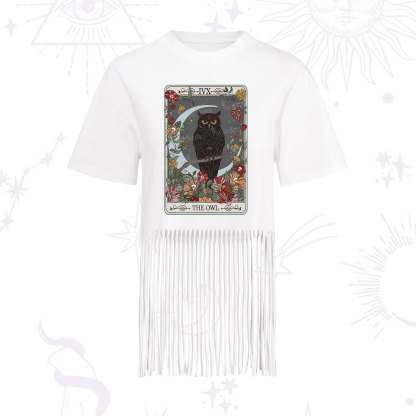 Purplehecate The Owl Tarot Fringe Hem T-Shirt