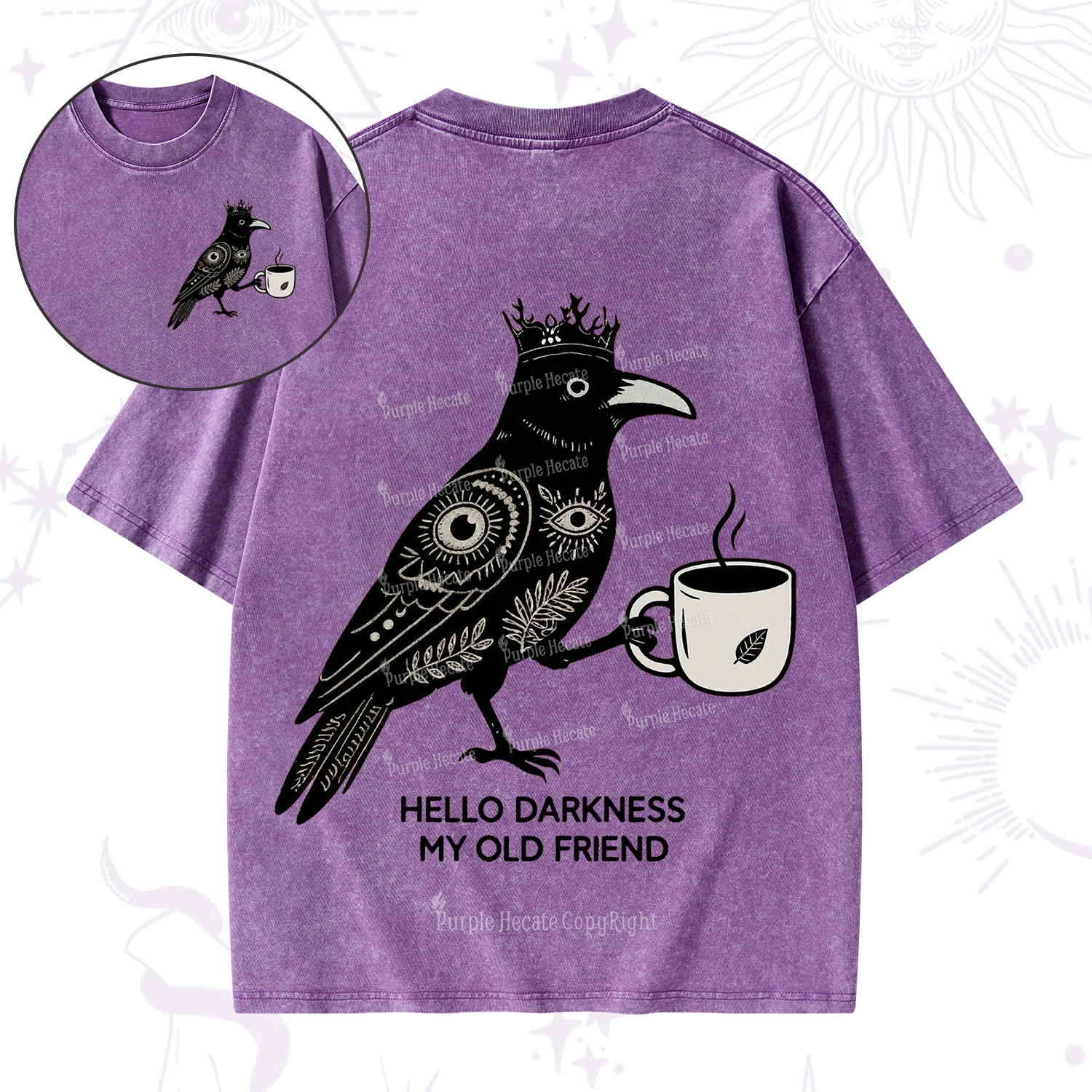 Purplehecate Hello Darkness My Old Friend Washed T-Shirt