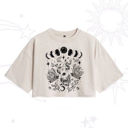 Purplehecate Reach For The Moon Washed Cropped T-Shirt