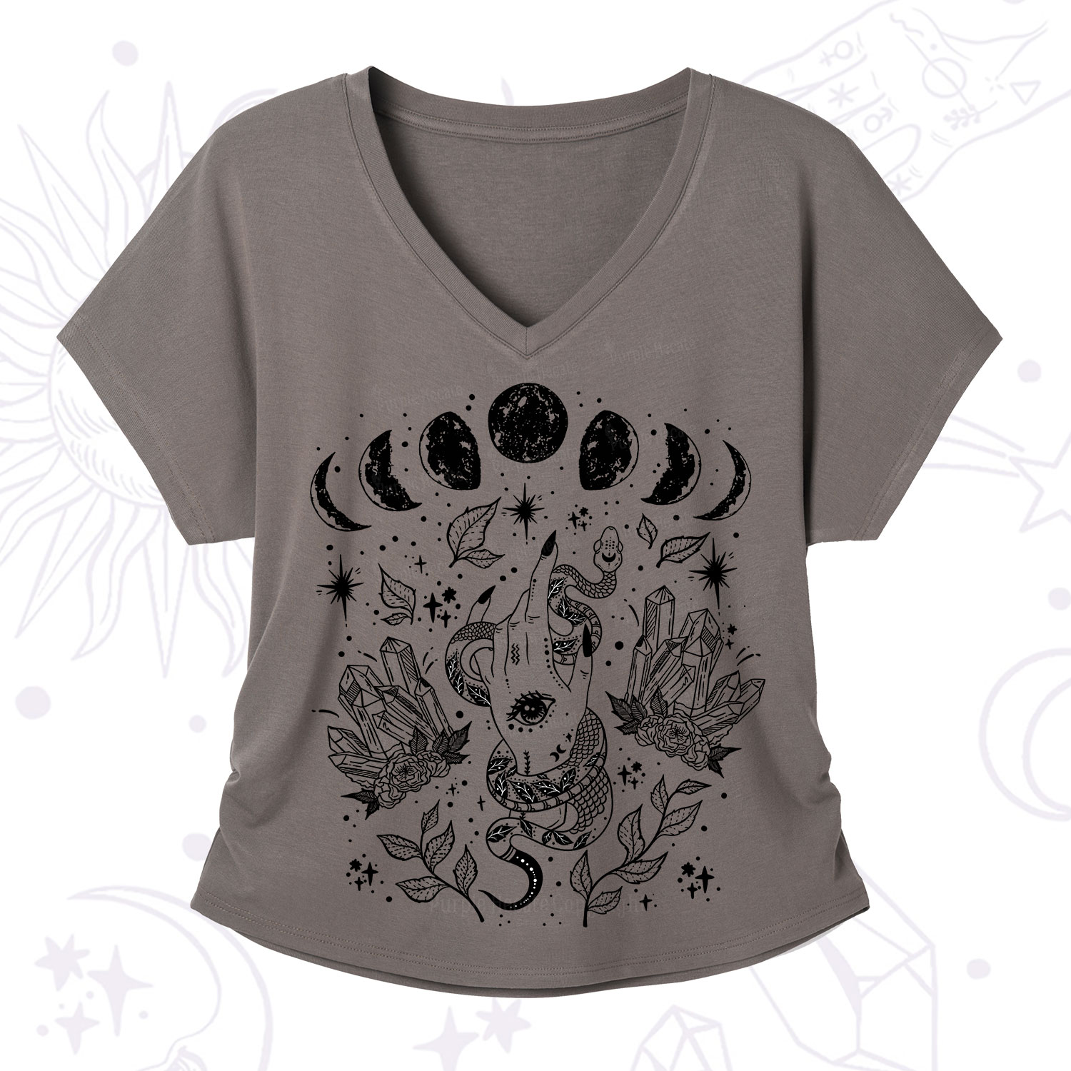 Purplehecate Reach For The Moon V-Neck T-Shirt