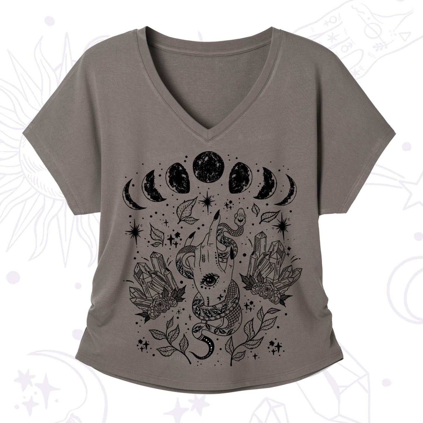 Purplehecate Reach For The Moon V-Neck T-Shirt