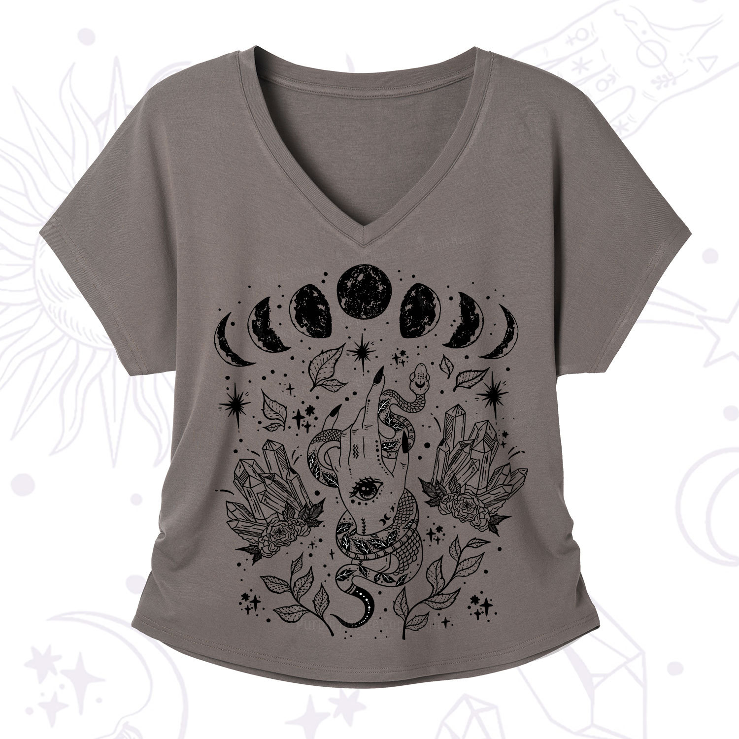 Purplehecate Reach For The Moon V-Neck T-Shirt