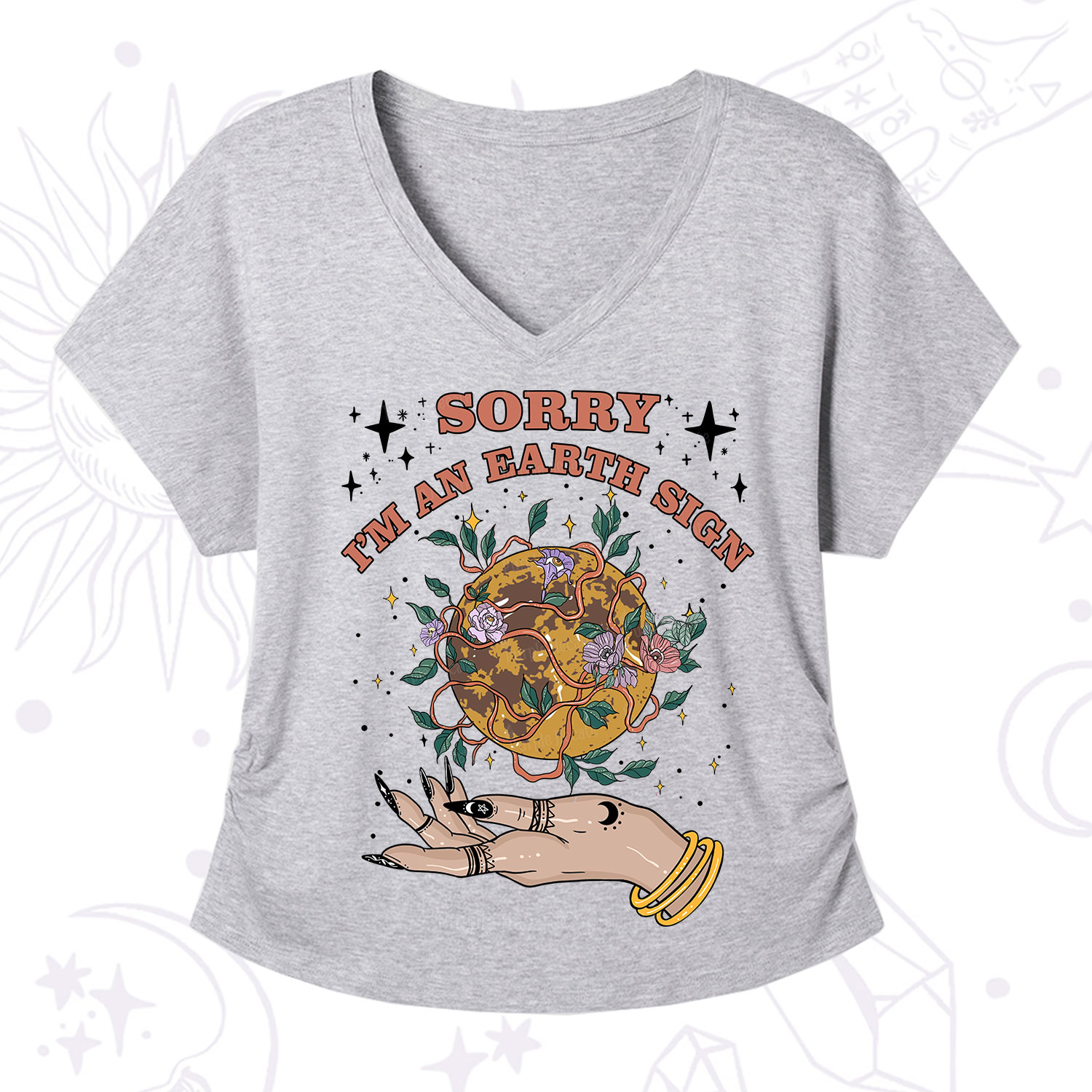 Purplehecate Sorry I'm A Earth Sign V-Neck T-Shirt