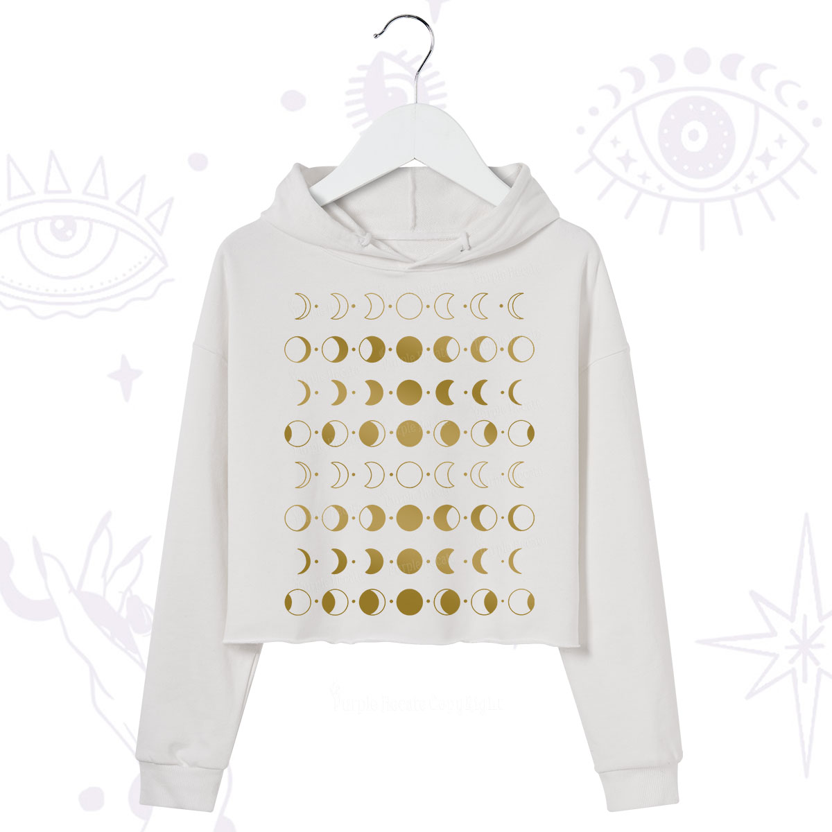 Purplehecate Phases Of Moon Crop Hoodie