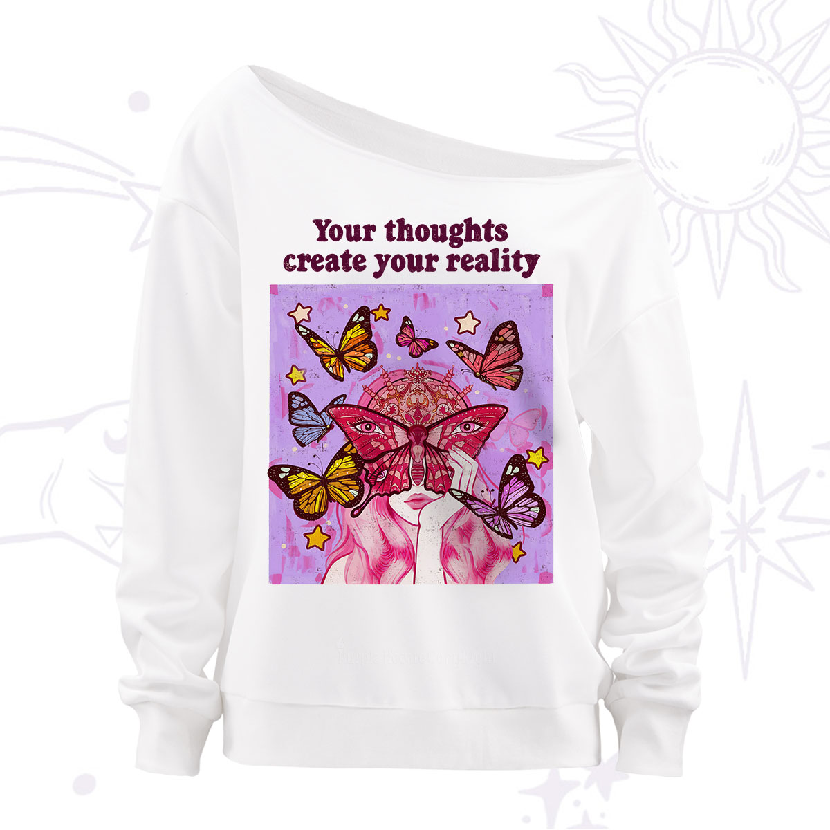 Purplehecate Create Your Reality Off The Shoulder Sweatshirt
