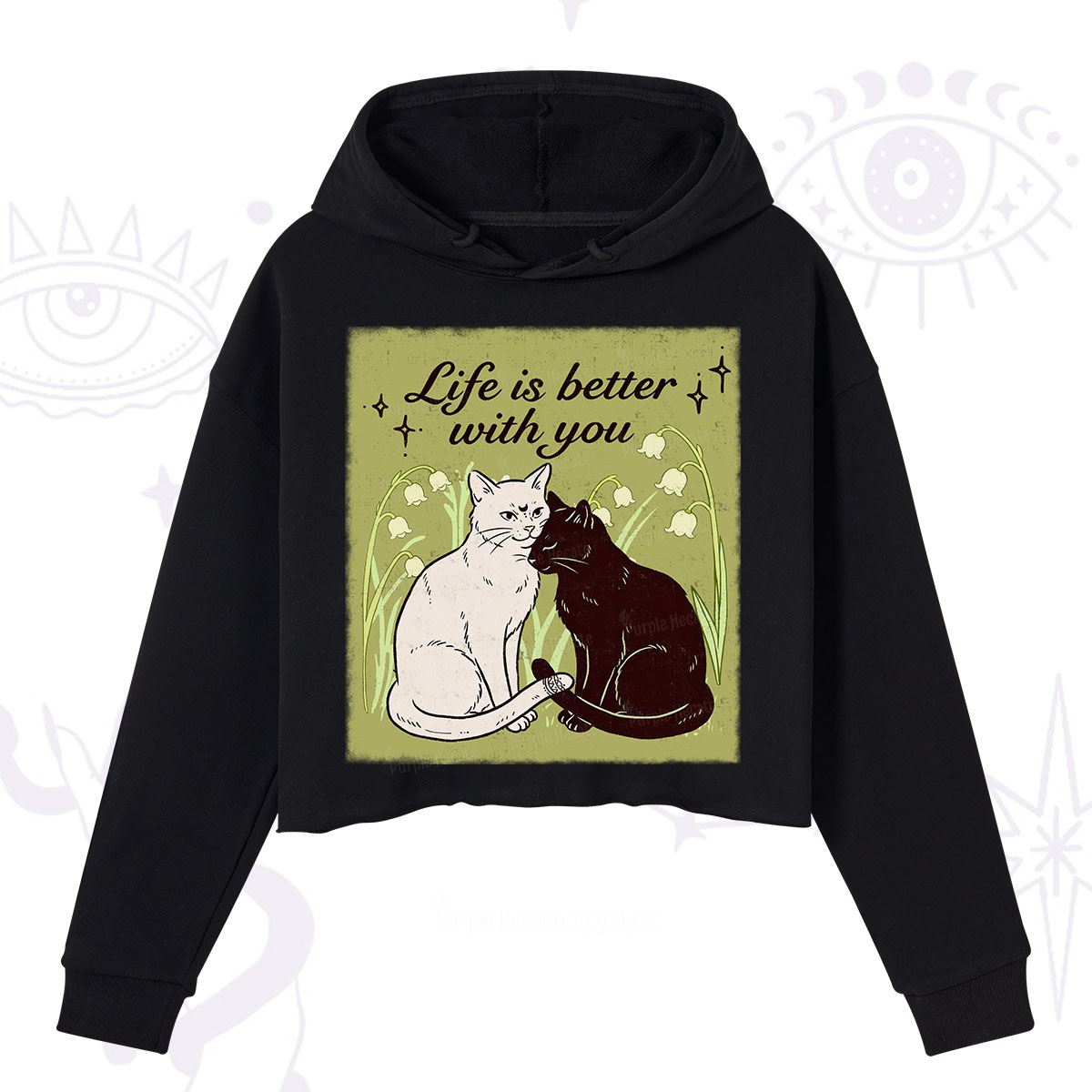 Purplehecate Life Is Better With a Cat Crop Hoodie