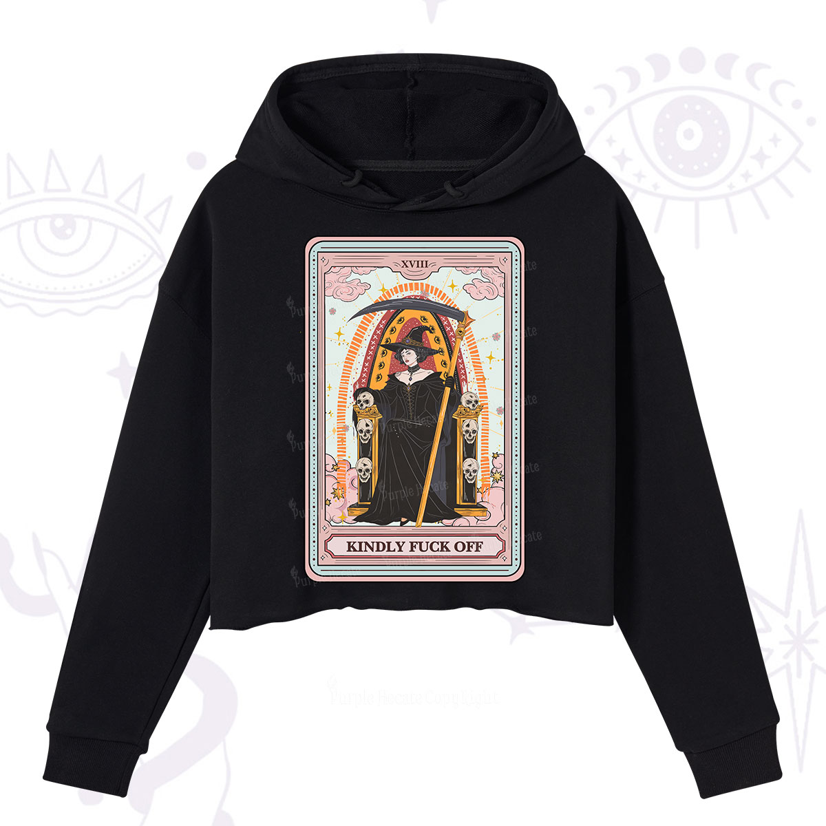 Purplehecate The Kindly Fuck Off Tarot Crop Hoodie