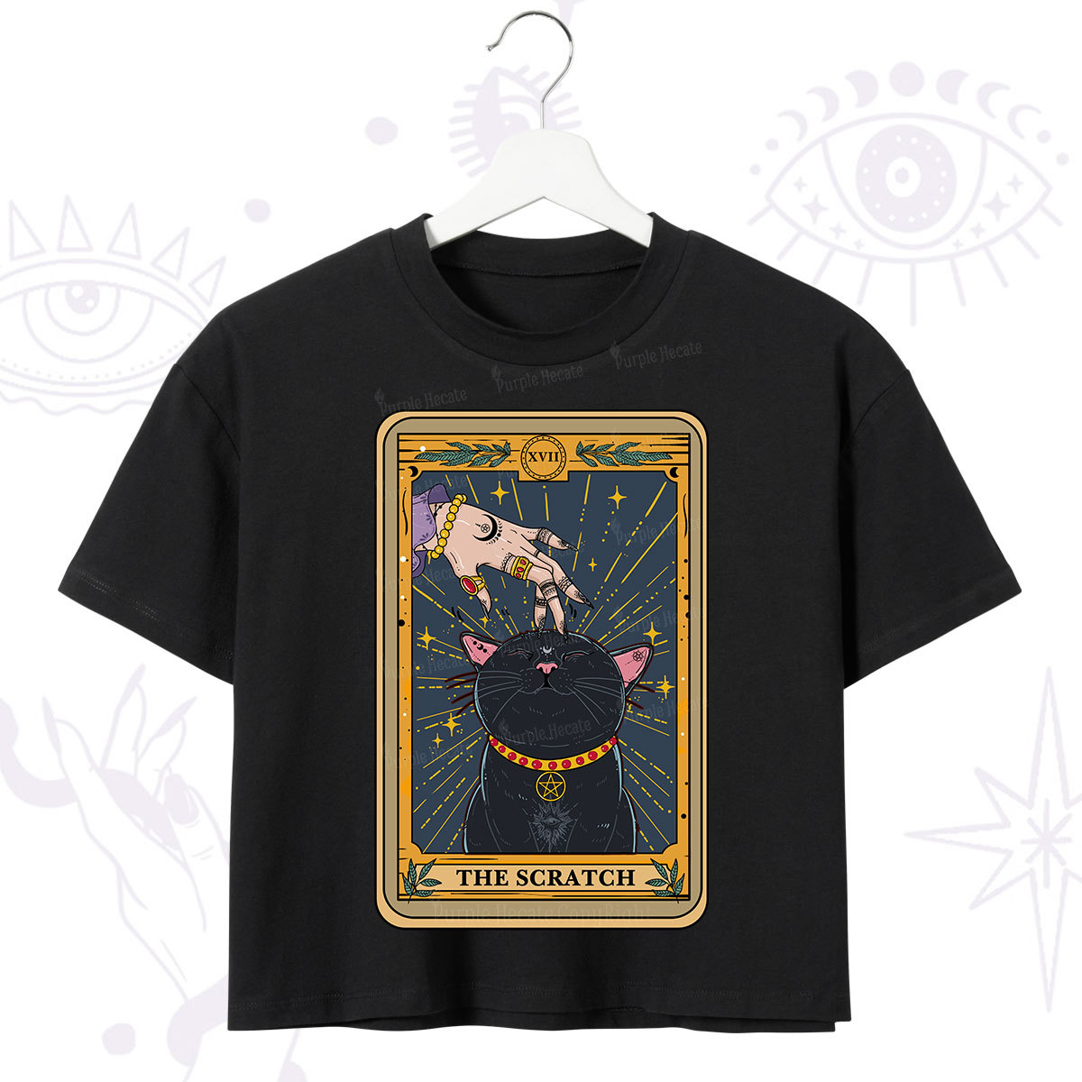 Purplehecate The Scratch Cat Tarot Crop T-Shirt