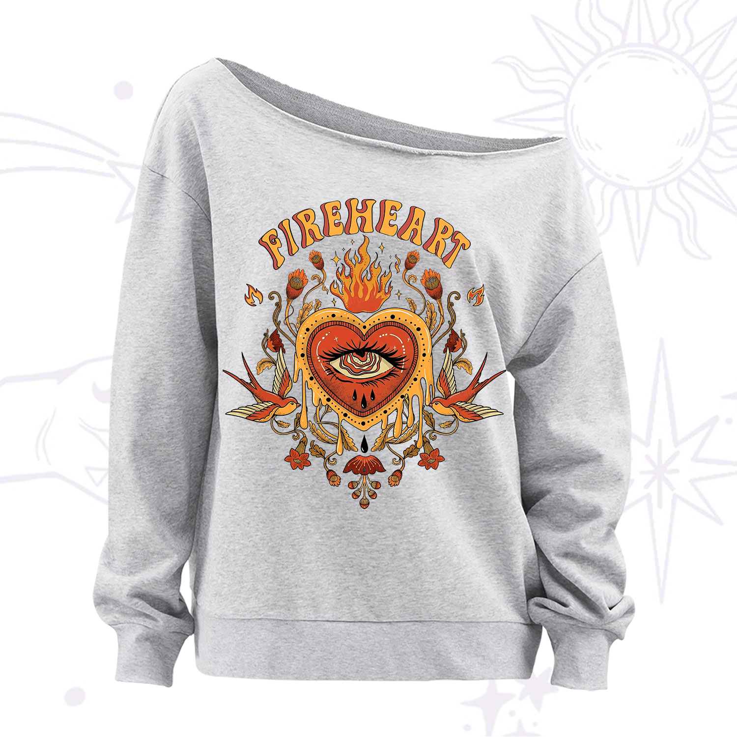 Purplehecate Fireheart Off The Shoulder Sweatshirt