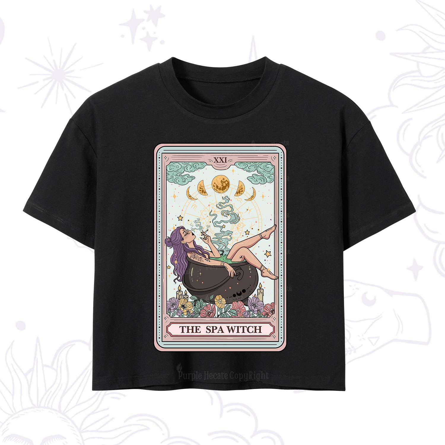 Purplehecate The Spa Witch Tarot Card Crop T-Shirt