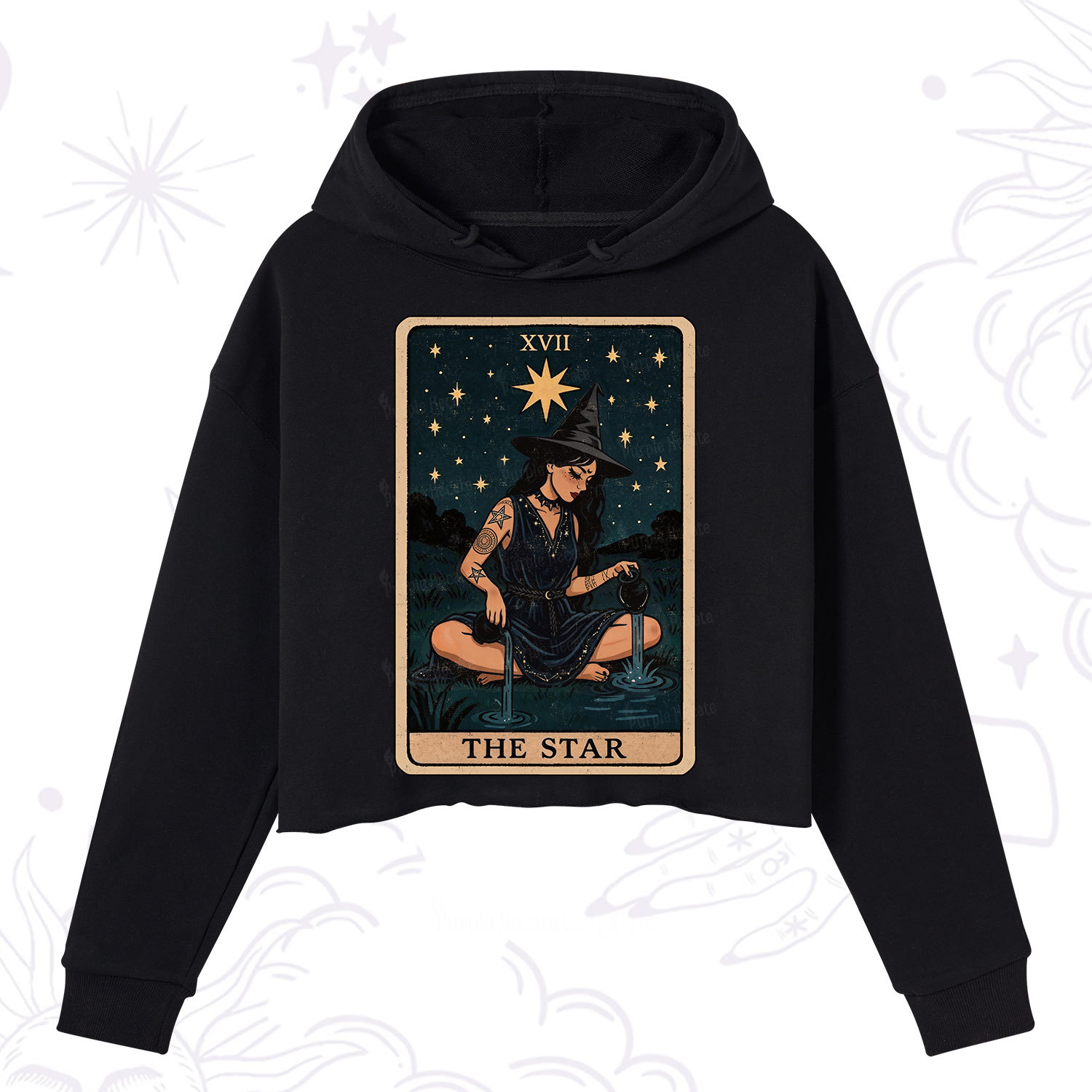 Purplehecate The Star Witch Tarot Crop Hoodie