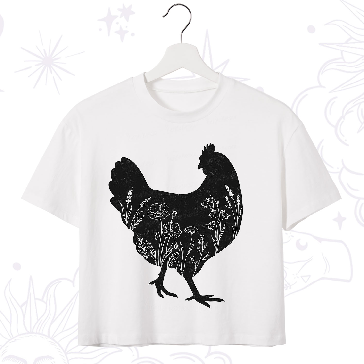 Purplehecate Floral Chicken Crop T-Shirt