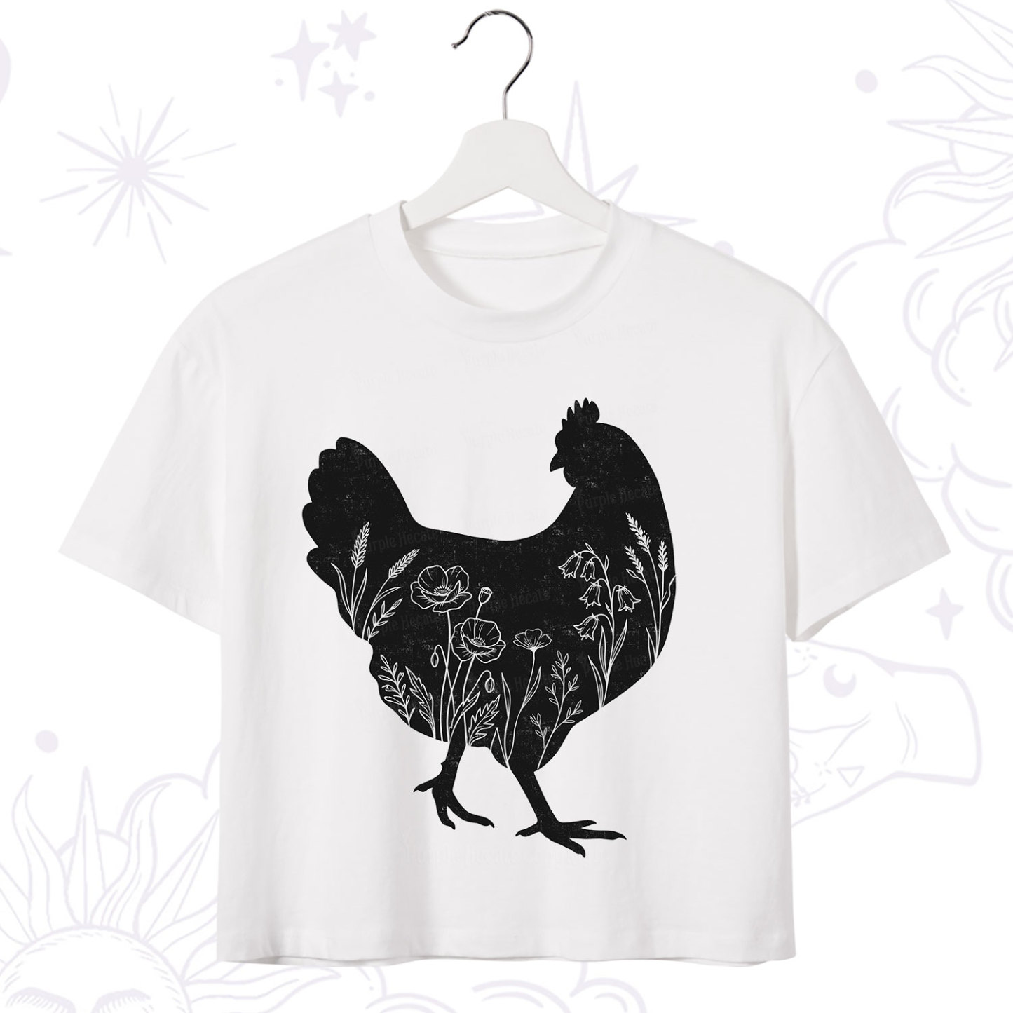 Purplehecate Floral Chicken Crop T-Shirt