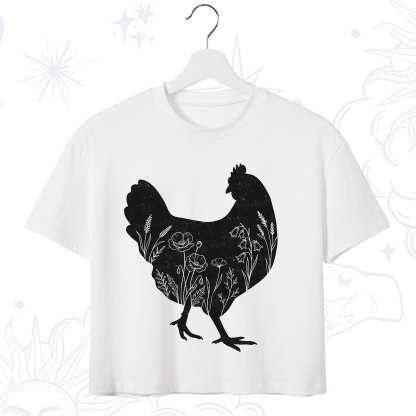 Purplehecate Floral Chicken Crop T-Shirt