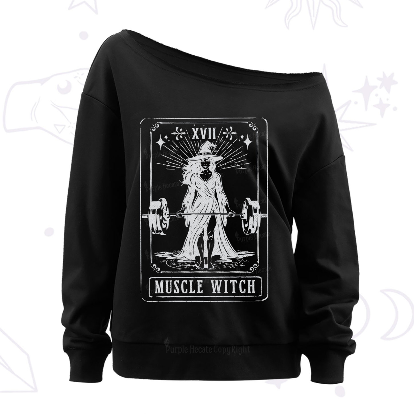 Purplehecate The Muscle With Tarot Off The Shoulder Sweatshirt