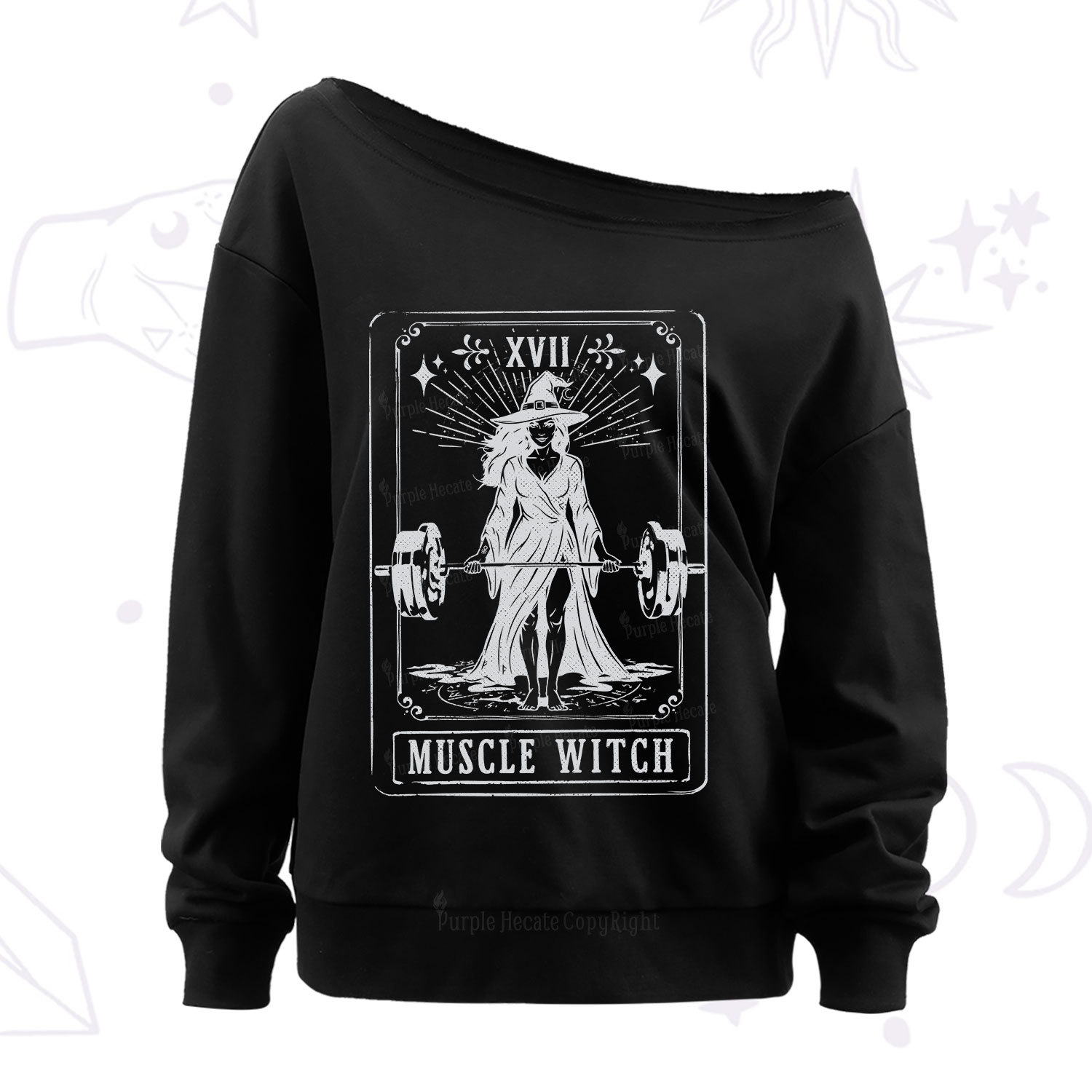 Purplehecate The Muscle With Tarot Off The Shoulder Sweatshirt